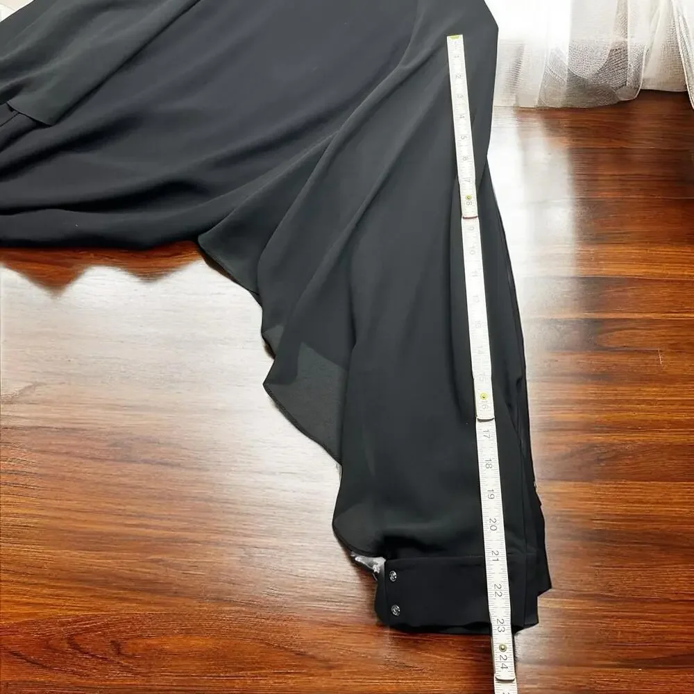 Fifteen Twenty Long Sleeve Blouse Women XS Black Layered Bell Sleeves Night Out - Picture 7 of 12